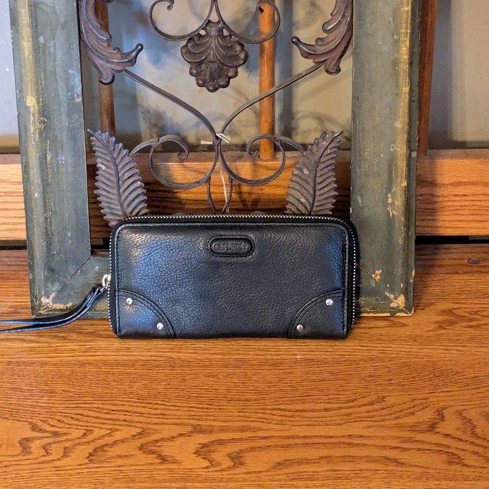 Carhartt Black Leather Zip Around Wallet